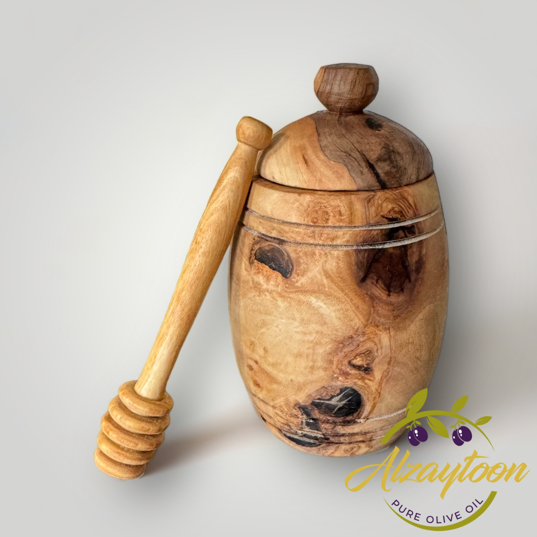 Handmade Olivewood Honey Pot