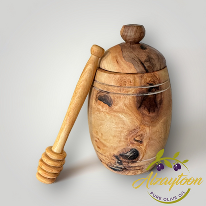 Handmade Olivewood Honey Pot